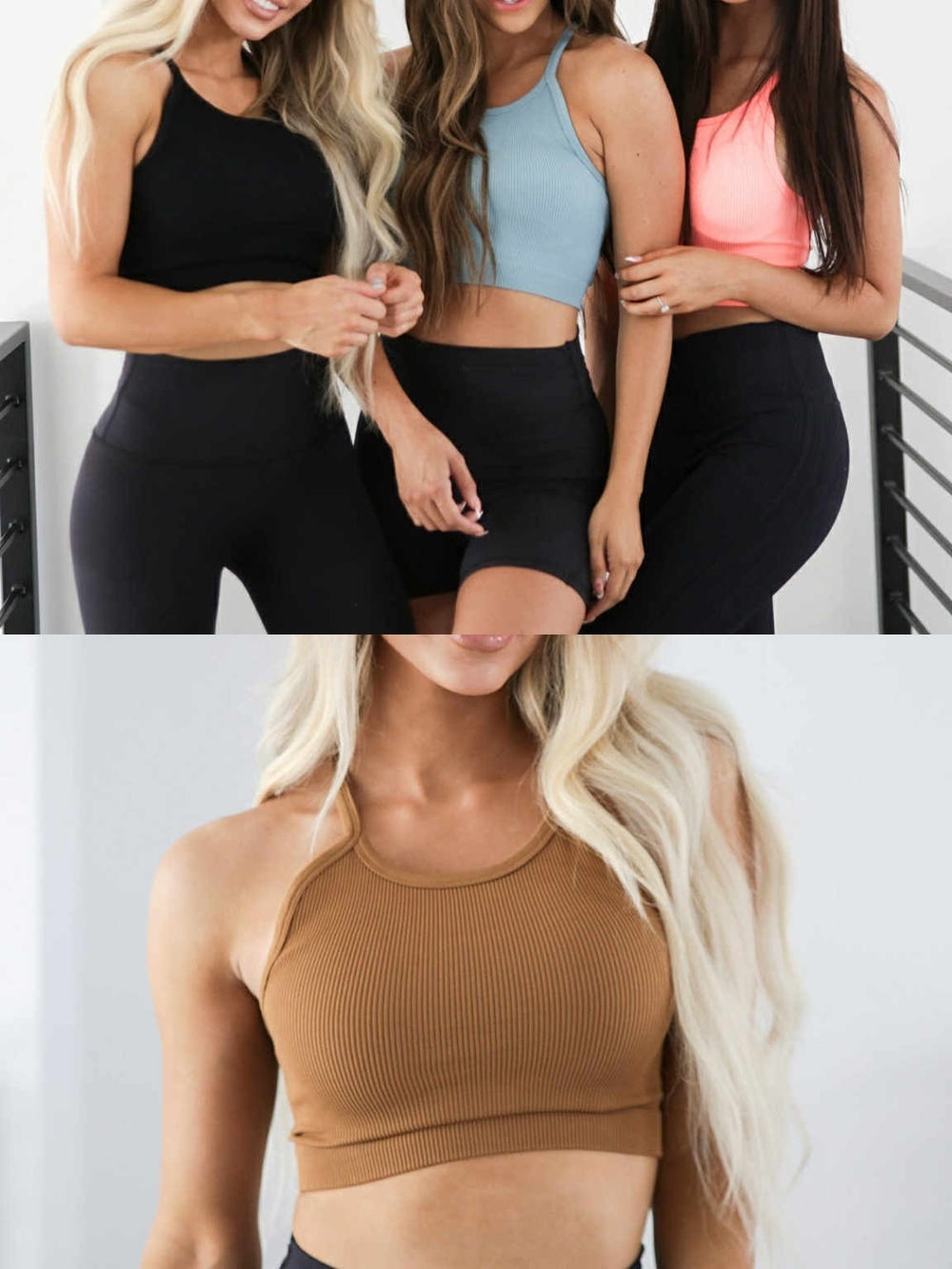 Zenana Outfitters Ribbed Crop Tops in Black, Blue, Pink, Brown